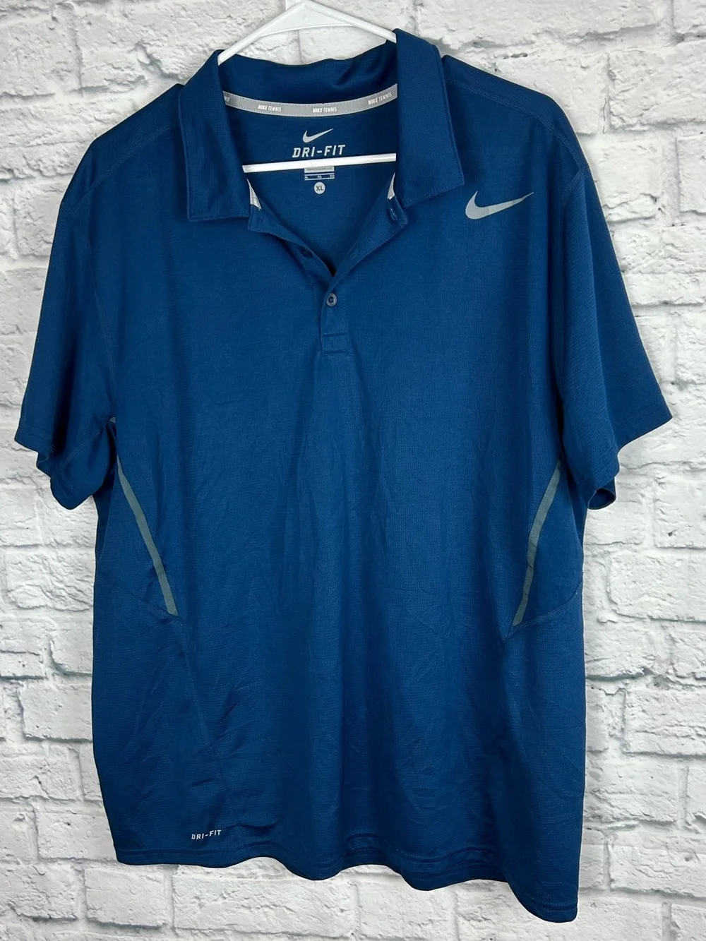 Nike Dri-FIT Tennis Polo Shirt XL Blue Performance Athletic Golf Shirt